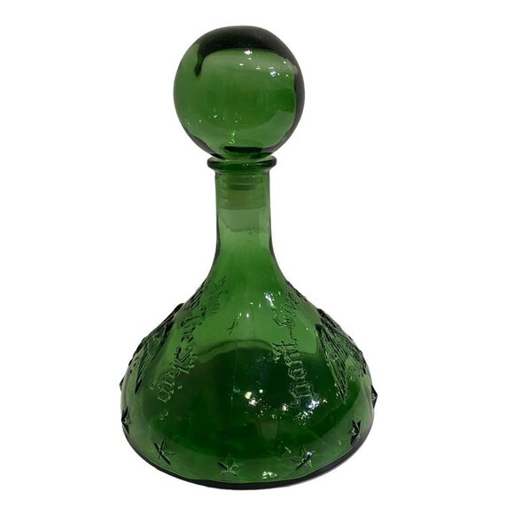 Vintage ITALIAN GLASS CAPTAIN'S DECANTER - Green - "DON'T GIVE UP THE SHIP" - Picture 7 of 10